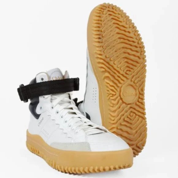 Chloe Franckie High-Top White Leather Sneaker - Picture 4 of 11